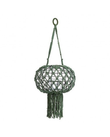 Farol colgante macramé verde h70