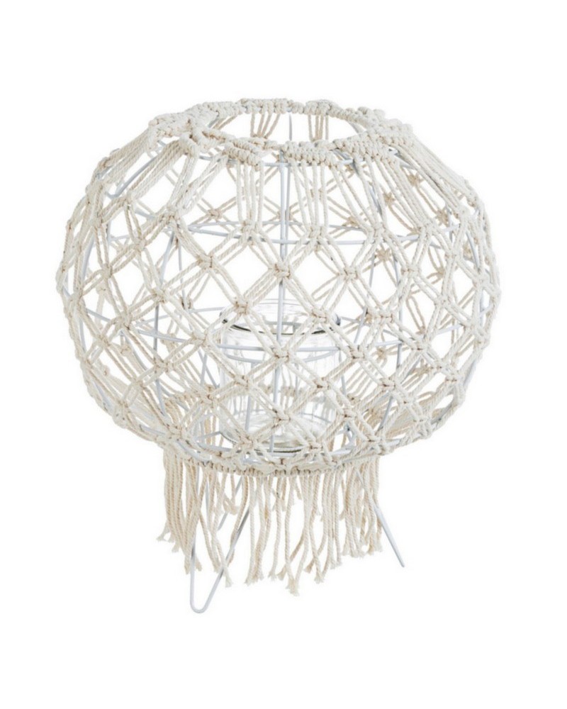 Farol macramé blanco h38