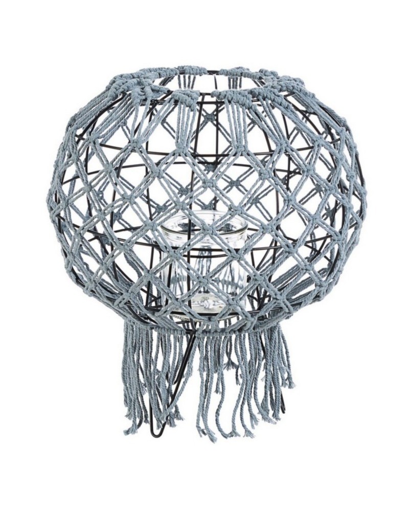 Farol macramé gris h38