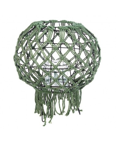 Farol macramé verde h38