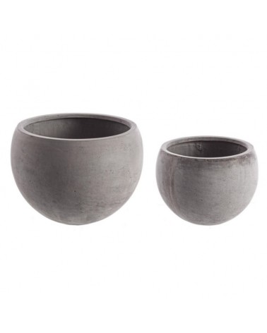 Set2 macetero cement esfera gris