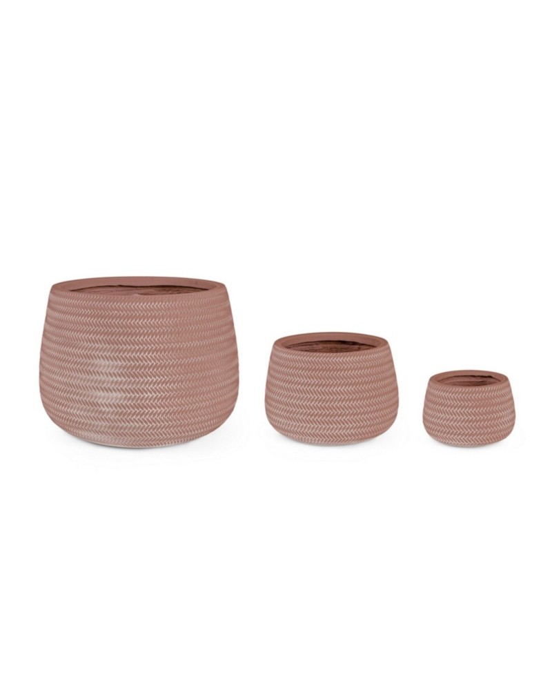 Set3 macetero tressage cilind. Terracota