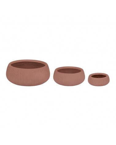 Set3 cubremaceta ribbed terracota bajo