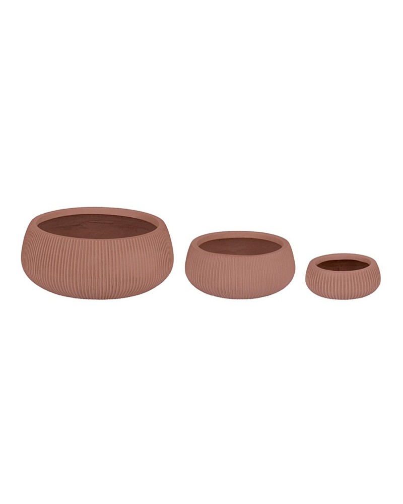 Set3 cubremaceta ribbed terracota bajo