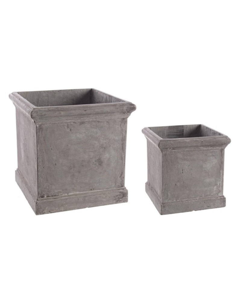 Set2 macetero cement cuad gris