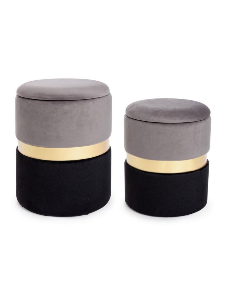 Set2 pouf cont polina gris-neg