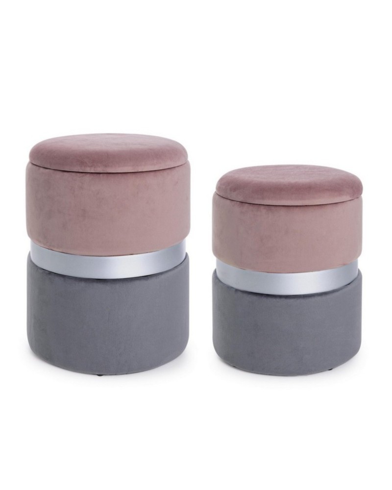 Set2 pouf cont polina rosa-gris