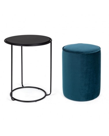 Set2 mesita-pouf annika azul osc pavo