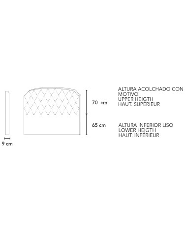 Cabecero Alto Tapizado Zuri con diseño elegante en forma de rombos.